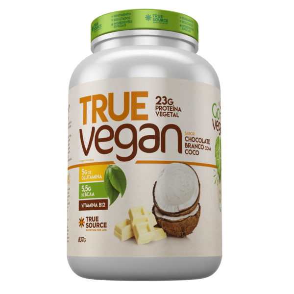 PROTEINA TRUE VEGAN CHOCOLATE BRANCO COM COCO 837G