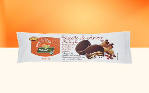 Biscoito de Arroz Recheado com Pasta de Amendoim, Alfarroba e Canela 40g - Kodilar