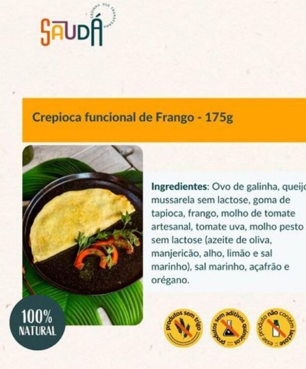 CREPIOCA DE FRANGO COM MOLHO PESTO - SAUDA