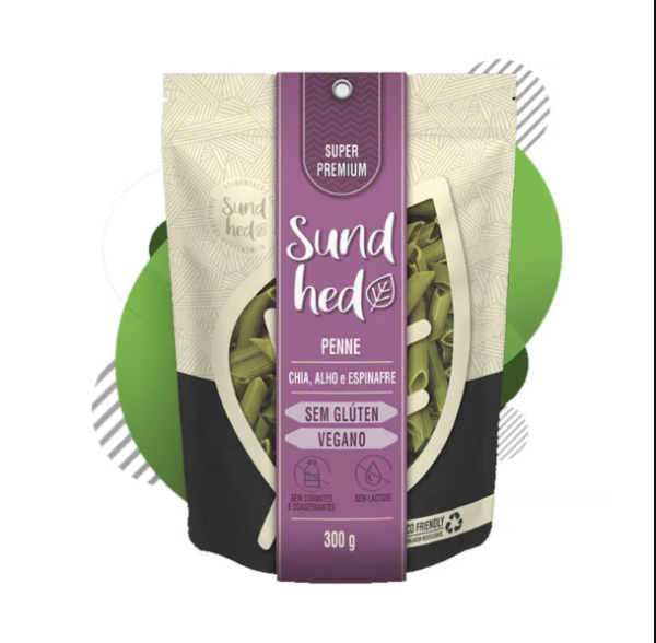 PENNE CHIA ESPINAFRE E ALHO 300g - SUNDHED