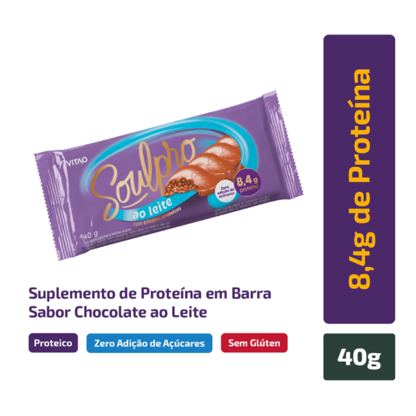 CHOCOLATE PROTEICO AO LEITE ZERO 40g - SOULPRO
