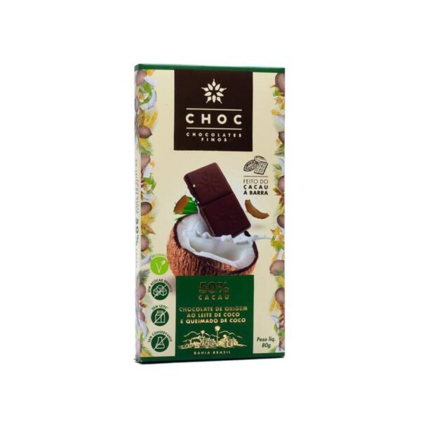 CHOCOLATE LEITE COCO 50% CACAU C/ COCO QUEIMADO 80G - CHOC