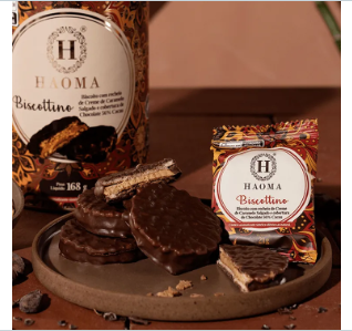 BOMBOM BISCOTTINO COBERTURA CHOCOLATE 56% CACAU - HAOMA