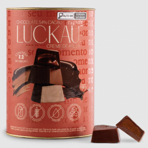LATA BOMBOM LUCKAU 54% CACAU COM CREME DE AVELA