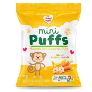 SNACK MINI PUFFS CENOURA e BANANA 15g - NHAMI MAMI