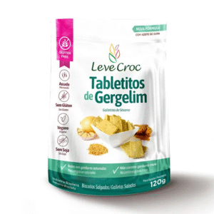 BISCOITO TABLETITOS SALGADOS GERGELIM 120g - LEVE CROC