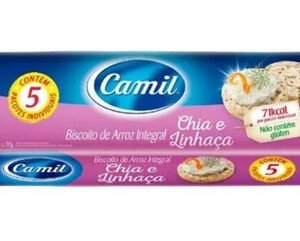 BISCOITO DE ARROZ INTEGRAL CHIA E LINHACA MINI 90g - CAMIL