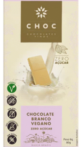 CHOCOLATE BRANCO ZERO ACUCAR VEGANO 80G - CHOC